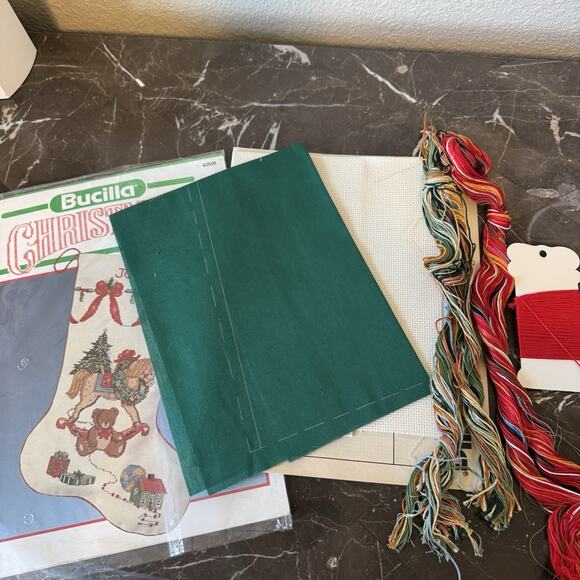 Bucilla Cross Stitch Christmas Stocking Kit “under The Tree ” 18 inch - Picture 2 of 3